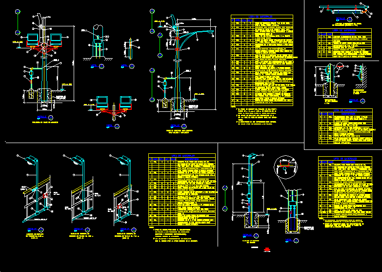 imagen Detalles sistema de iluminacion y tomacorriente industrial en DWG