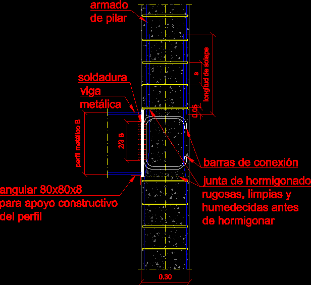 imagen Placa conexion y hormigón en DWG
