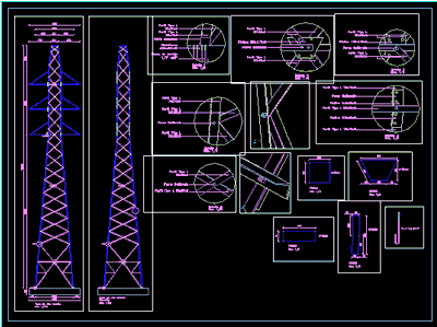 Planos de Torre de alta tension, en Tendidos electricidad - Infraestructura  en PlanosPara