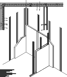 imagen Trasdosado pladur sección e isometría, en Tabiques y cielorrasos - paneleria de yeso - Detalles constructivos