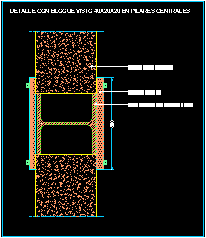 Planos de Union de muros simples a la vista de blocks de cemento con pilar metalico, en Muros de blocks de concreto – Detalles constructivos