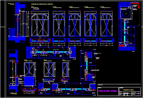 Planos de Ventanales de aluminio con arcos, en De aluminio – detalles – Aberturas